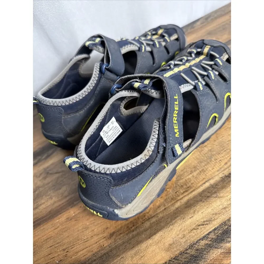 Merrell Hydro H2O Shoes Size 7 Big Kid Youth Blue Yellow Closed Toe Sandals GUC